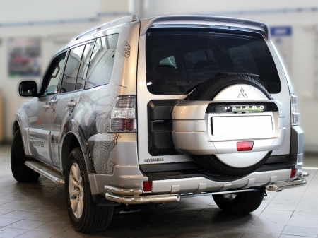 Mitsubishi Pajero 4 2012-2014г.в.-Защита заднего бампера "уголки" d 60+43